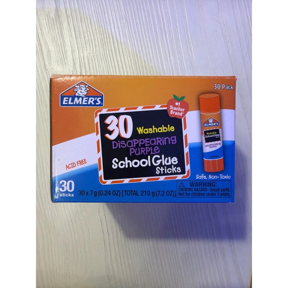 Elmer's School Glue Sticks Kids 30 Pack Purple NEW Washable Disappearing